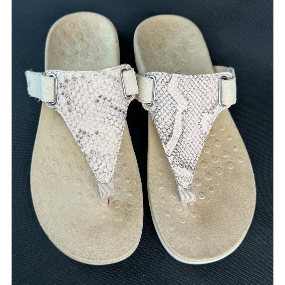 Vionic Wanda T-Strap Sandal Flip Flop Embossed Snakeskin Print US Size 8 EU 39